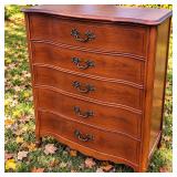 Vintage Bassett Antoine Cherry French Provincial 5-Drawer Chest with Ornate Brass-Tone Pulls - Potterville