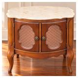 Vintage MCM Style Barrel Accent Cabinet with Woven Doors & Genuine Marble Top - Potterville