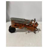 Hubley Cast Metal Orange & Gray Farm Tractor Toy