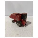Red Die-Cast Toy Combine Harvester Farm Implement with Rubber Tires