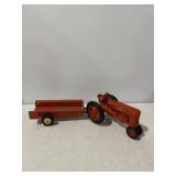 Metal Farm Tractor Toy with Matching Wagon