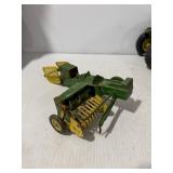 Vintage John Deere Green & Yellow Toy Combine Harvester Farm Implement