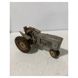 Vintage Metal Farm Tractor Toy with Dual Front Wheels & Rubber Rear Tires