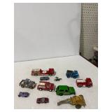 Assorted Die-Cast Toy Vehicle Lot Trucks, Bronco, Fire Trucks, Cars & Construction