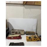 Large Toy Trailer & Fire Truck Lot Tonka Ladder Truck, Livestock & Equipment Trailers