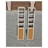 Pair of Tall Narrow 5-Tier Display Shelving Units with Lower Cabinets