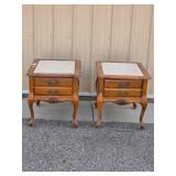 Pair of 2-Drawer Nightstands with Stone-Style Tops