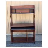 Wood Computer Desk Workstation with Hutch, Keyboard Tray & Rolling Casters