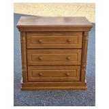 Wood 3-Drawer Nightstand Chest with Turned Column Accents