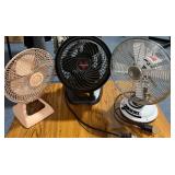 Lot of 3 Table Fans Including Vornado, Metal Desk Fan & Small Personal Fan