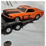 WIX 1996 ERTL 1/24 Scale 1969 Ford Mustang Boss 302 Die Cast Coin Bank with Trailer