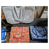 Vera Bradley Bag Lot: 1 Blue Floral With 3 Smaller Travel Bags, 1 Floral Orange, 1 Gray Polar Bears