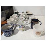 Mugs Lot: Anchor Hocking Mug, Bird Trio, Pair Of Large Loon Lake Mugs, & Panda Tea Pot