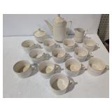 Gibson Housewares China 12 Cup Tea Set, Complete With Tea Pot, Sugar Dish, & Creamer Dish