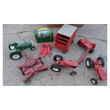 Small Collection of Vintage Metal John Deere Tractor Toys