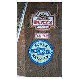 Vintage Plastic Blatz Beer Sign w/ Metal Chevrolet Sign