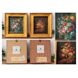 1960s Italian G.B. Florence Flemish School Floral Still Life Prints in Gold Gilt Frames - Pair - Pot