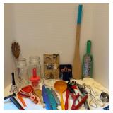 Kitchen Drawer Clean Out Odds & Ends - Mr. Peanut Jars - Bees Wax - Vintage Measuring Tools
