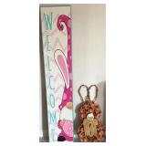 Easter Gnome Welcome Sign & NWT Wooden Bunny Wreath
