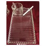 10 Pc. MCM Hazel Atlas Snack - Sip - Smoke Glassware Ball & Ribbed Design 11" Plate & Cup Set