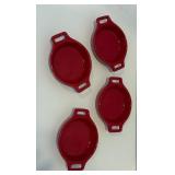 Vintage Yellow Pitcher & 4 Red Mini Casserole/Tea Bag Set