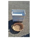 White Wicker Shelving Unit w/ Wicker Baskets