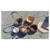 Collection of 5 Vintage Wicker Baskets