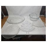 Small Collection of Vintage Mostly Christmas Glass Servingware
