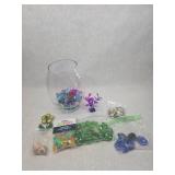 Small Fish Bowl w/ Various Decorations and Marbles