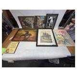 Collection of 14 Vintage Pictures and Frames