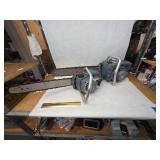 Pair of Blue Vintage Homelite C-Series Chainsaws