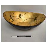 Oval Dish Bowl Gold with Leaf