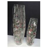 Crackled Glass Light Up Vases for Christmas Decor