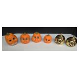 Pumpkin Set - Covered Candy Dish + 2 Brass Votive Holders