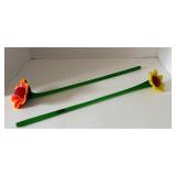 Pair of 19" Glass Flowers