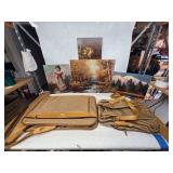 5 Vintage Samsonite Soft Bags + 4 Oil Paintings