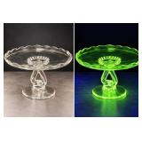 New Martinsville Viking Prelude Cake Stand 11.5" UV Reactive - Potterville