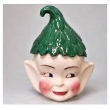 Vintage 1960s Pixie Elf Head Cookie Jar - Potterville