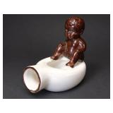 Vintage Occupied Japan Black Americana Ceramic Ashtray - Potterville