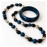 Vintage Crackle Wood Bead Necklace & Bangle - Potterville