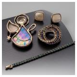 Monet Earrings, Rhinestone Infinity Brooch, Angel Pin & Tennis Bracelet - Potterville