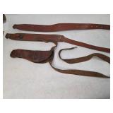 2 Vintage Leather Gun Straps w/ Vintage Leather Handgun Strap