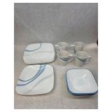Collection of Vintage Corelle Ocean Arc Pattern Tableware