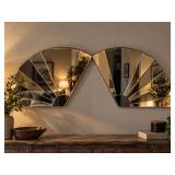2 Art Deco Style Fan Shaped Beveled Wall Mirrors