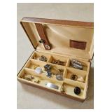 Vintage Jewelry Box with Various Cufflinks/Pins - Estate Sales Warehouse (GR)