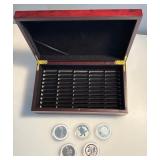 Wooden Box with 5 Assorted Silver Rounds