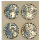 Lot of 4 - 2000 - American Silver Eagle Bullion Coins