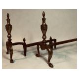Matching Pair of Brass and Iron Andirons