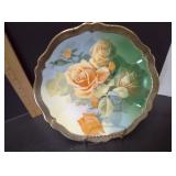 Antique 1899-1918 O.E.G. Royal Austria Hand-Painted Signed Plate With Yellow Marchal Niel Roses - Potterville