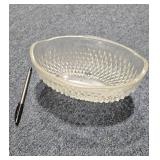 Indiana Glass Diamond Point Footed Oval Bowl - Estate Sales Warehouse (GR)